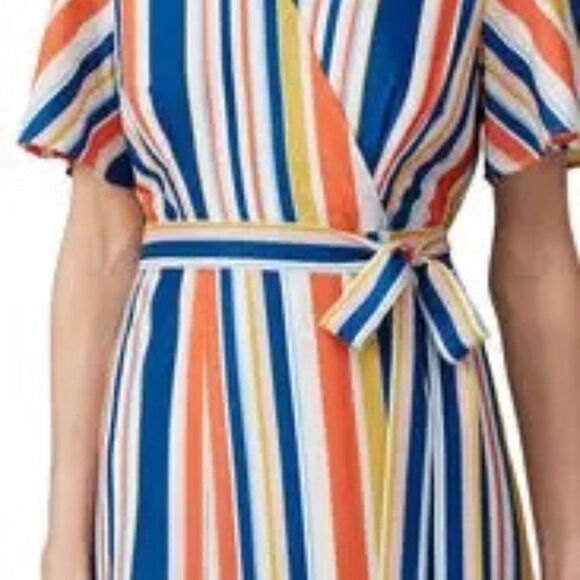 Slate & Willow Riviera Stripe Wrap Dress Size M - Picture 4 of 4